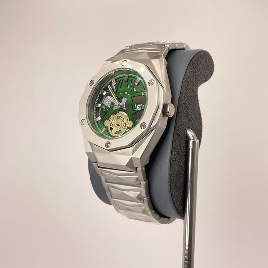 Hublot Premium Chronograph - Silver Diamond Cut Chain - Emerald Green Edition