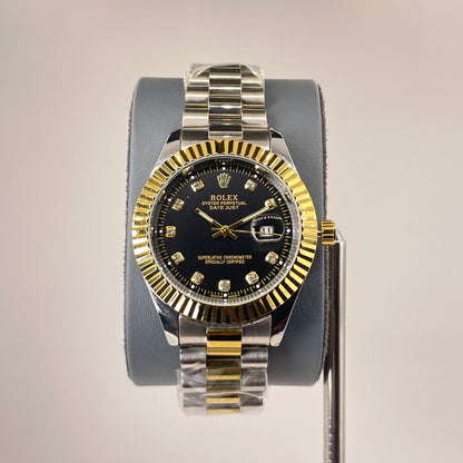 RLX MG 40MM - Three Tone Oyster Chain - Fluted Bezel Gold - Black