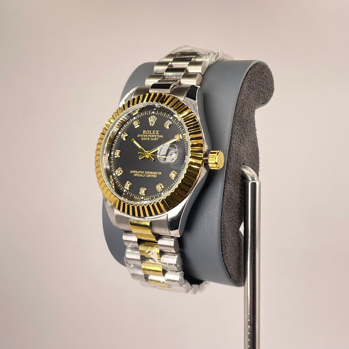 RLX MG 40MM - Three Tone Oyster Chain - Fluted Bezel Gold - Black