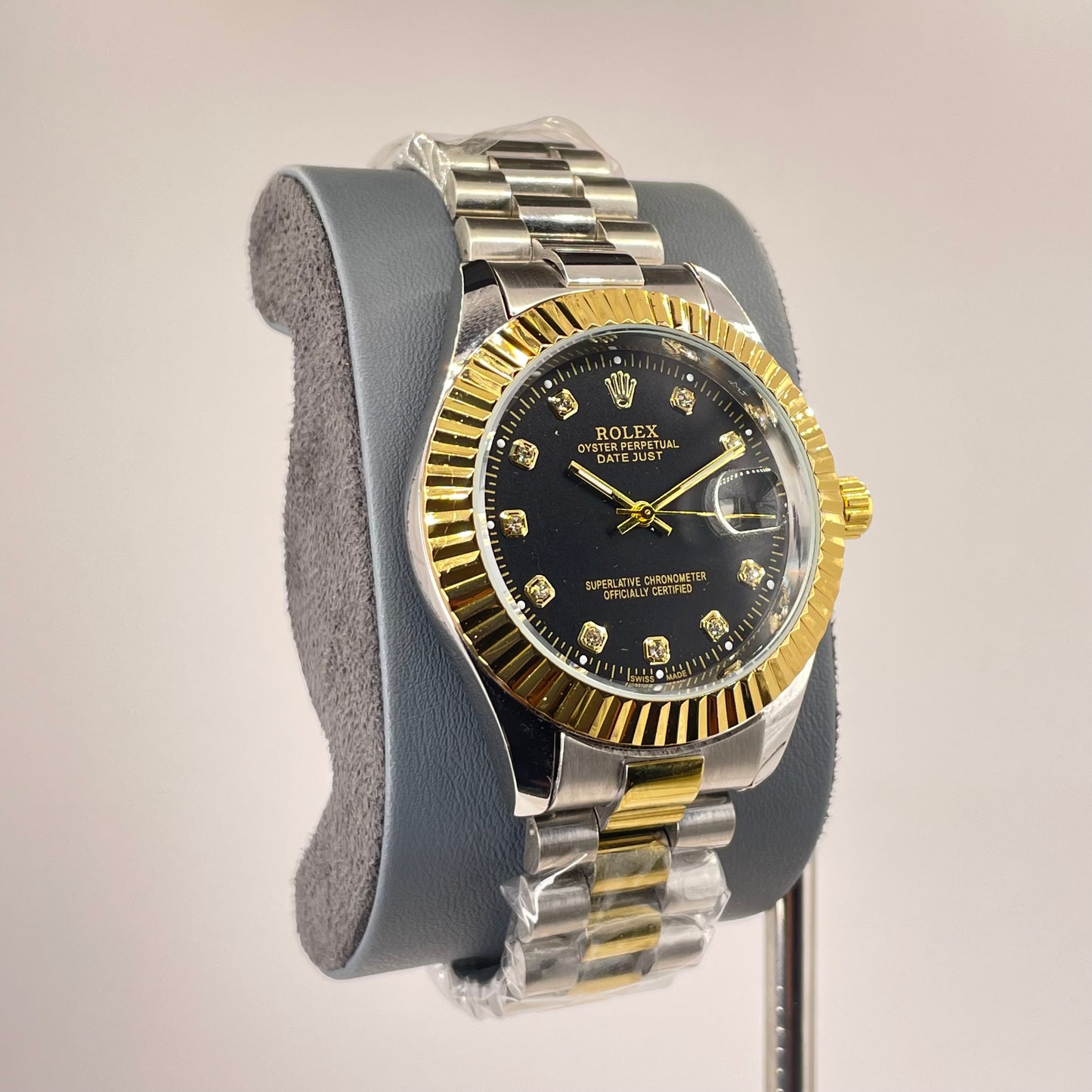 RLX MG 40MM - Three Tone Oyster Chain - Fluted Bezel Gold - Black
