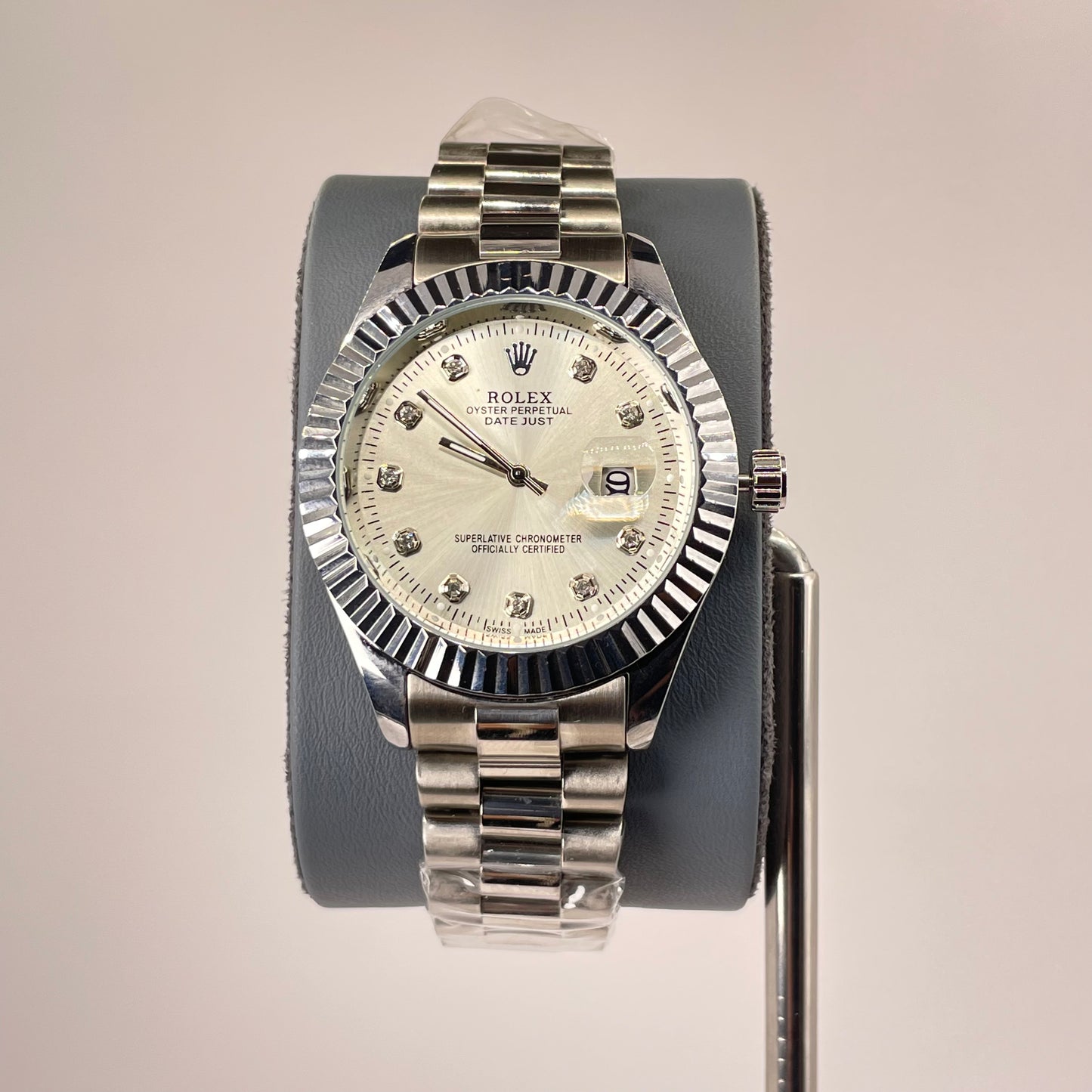 RLX MG 40MM - Silver Oyster Chain - Fluted Bezel Silver - Silver