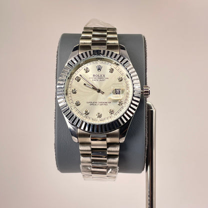 RLX MG 40MM - Silver Oyster Chain - Fluted Bezel Silver - Silver