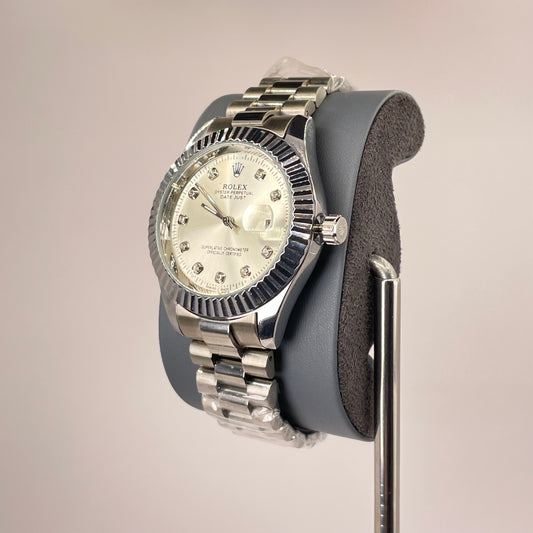 RLX MG 40MM - Silver Oyster Chain - Fluted Bezel Silver - Silver