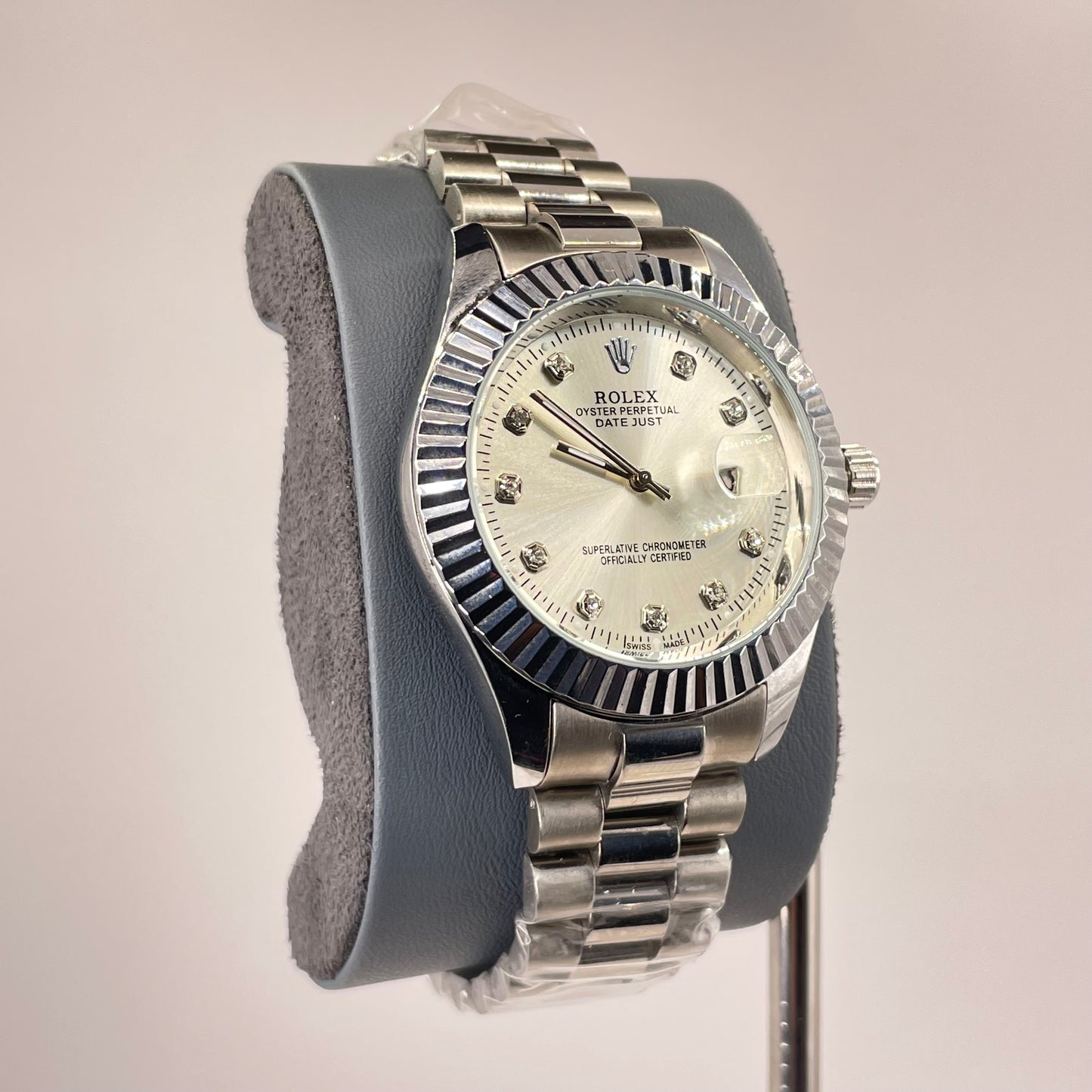 RLX MG 40MM - Silver Oyster Chain - Fluted Bezel Silver - Silver
