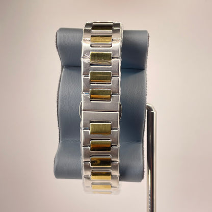 Patek P - Brushed Gold Bazel - Two Tone Nautilus Stainless Steel Chain - Crystal White Edition