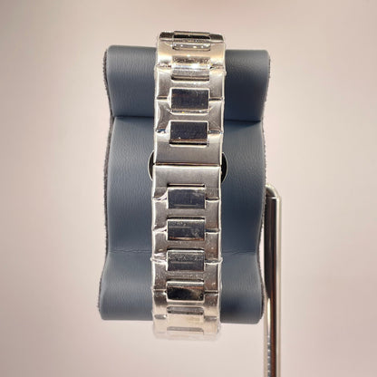 Patek P - Brushed Silver Bazel - Nautilus Silver Stainless Steel Chain - White Edition