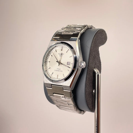 Tissot PRX - Semi Automatic - Rounded Bazel - Stainless Steel Chain - White Waffle Edition