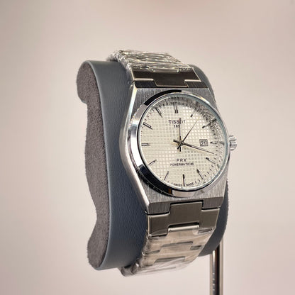 Tissot PRX - Semi Automatic - Rounded Bazel - Stainless Steel Chain - White Waffle Edition