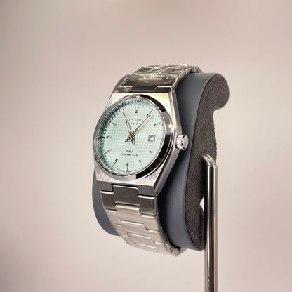 Tissot PRX - Semi Automatic - Rounded Bazel - Stainless Steel Chain - Ice Blue Waffle Edition