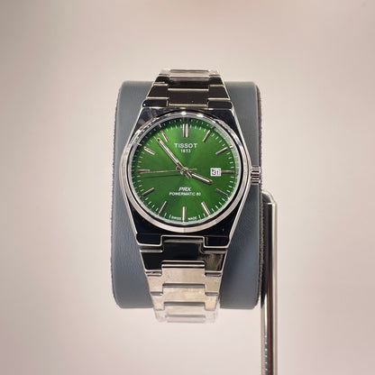 Tissot PRX - Semi Automatic - Rounded Bazel - Stainless Steel Chain - Emerald Green Edition