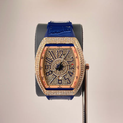 Denvosi Diamond Royale - Crocodile Pattern Strap - Sapphire Blue Edition