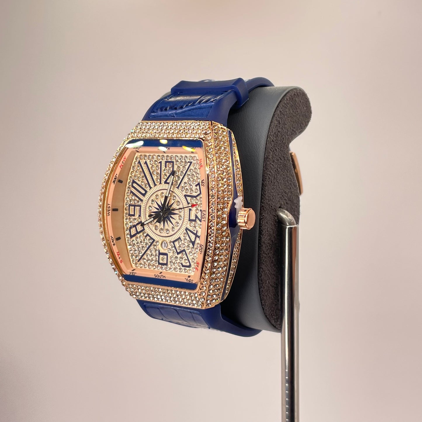 Denvosi Diamond Royale - Crocodile Pattern Strap - Sapphire Blue Edition