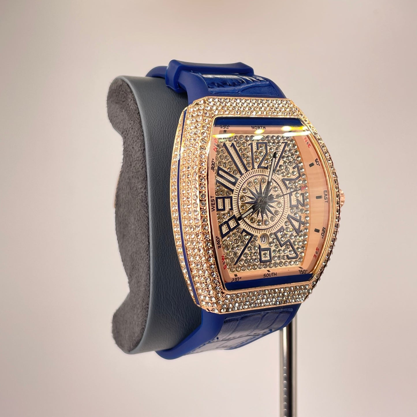 Denvosi Diamond Royale - Crocodile Pattern Strap - Sapphire Blue Edition
