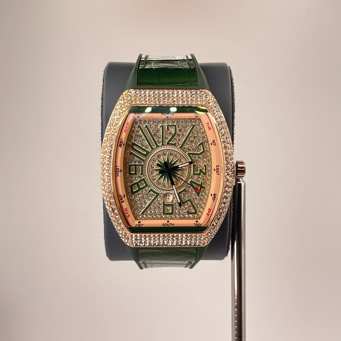 Denvosi Diamond Royale - Crocodile Pattern Strap - Emerald Green Edition