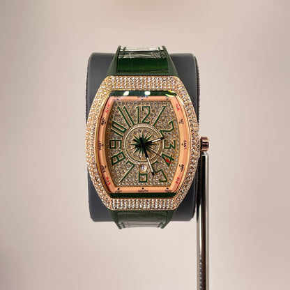 Denvosi Diamond Royale - Crocodile Pattern Strap - Emerald Green Edition