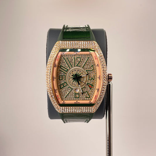 Denvosi Diamond Royale - Crocodile Pattern Strap - Emerald Green Edition