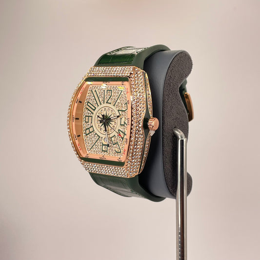 Denvosi Diamond Royale - Crocodile Pattern Strap - Emerald Green Edition