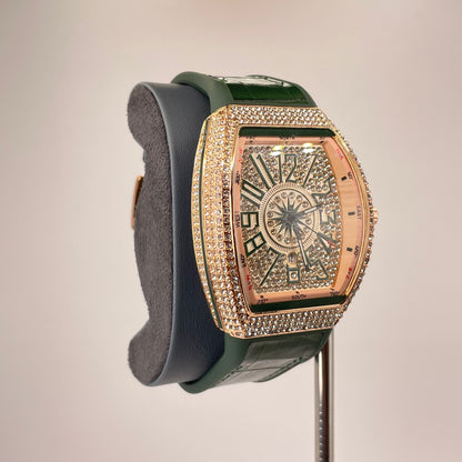 Denvosi Diamond Royale - Crocodile Pattern Strap - Emerald Green Edition