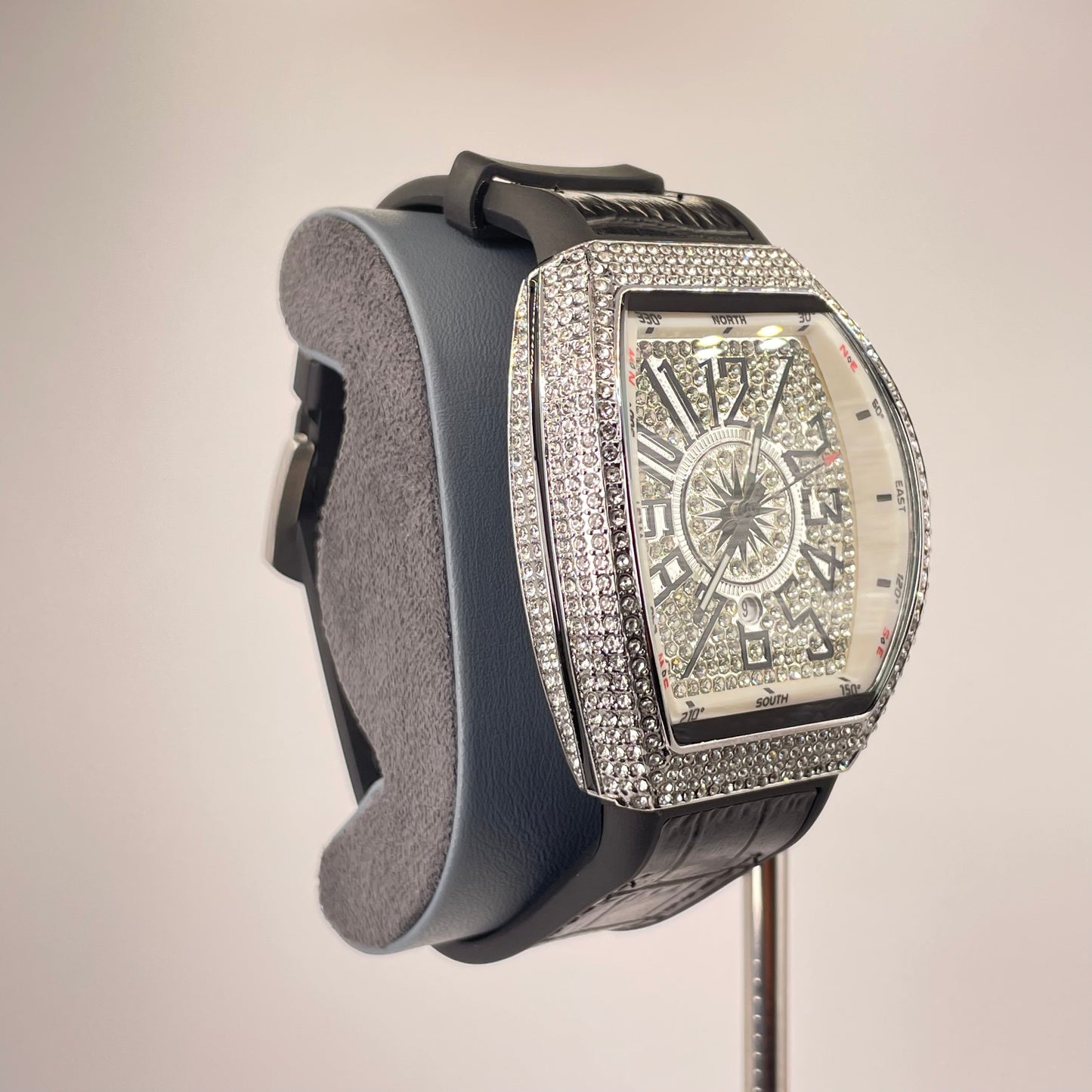 Denvosi Diamond Royale - Crocodile Pattern Strap - Midnight Ice Edition