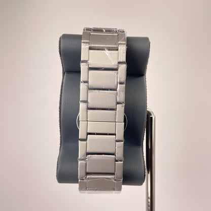 Hublot Santos Inspired Chronograph - Integrated Stainless Steel Chain - Silver Black Edition