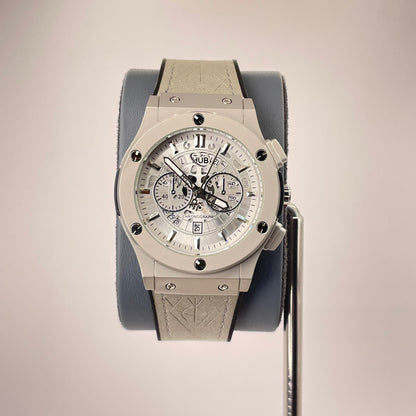 Hublot Fusion Analog - Textured Leather Strap - Forest Sliver Edition