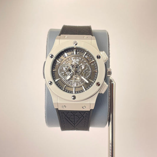 Hublot Fusion Analog - Textured Leather Strap - Titanium Shadow Edition