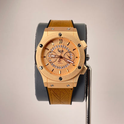 Hublot Fusion Analog - Textured Leather Strap - Rose Gold Sunset Edition