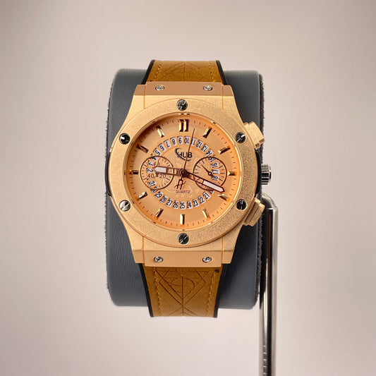 Hublot Fusion Analog - Textured Leather Strap - Rose Gold Sunset Edition