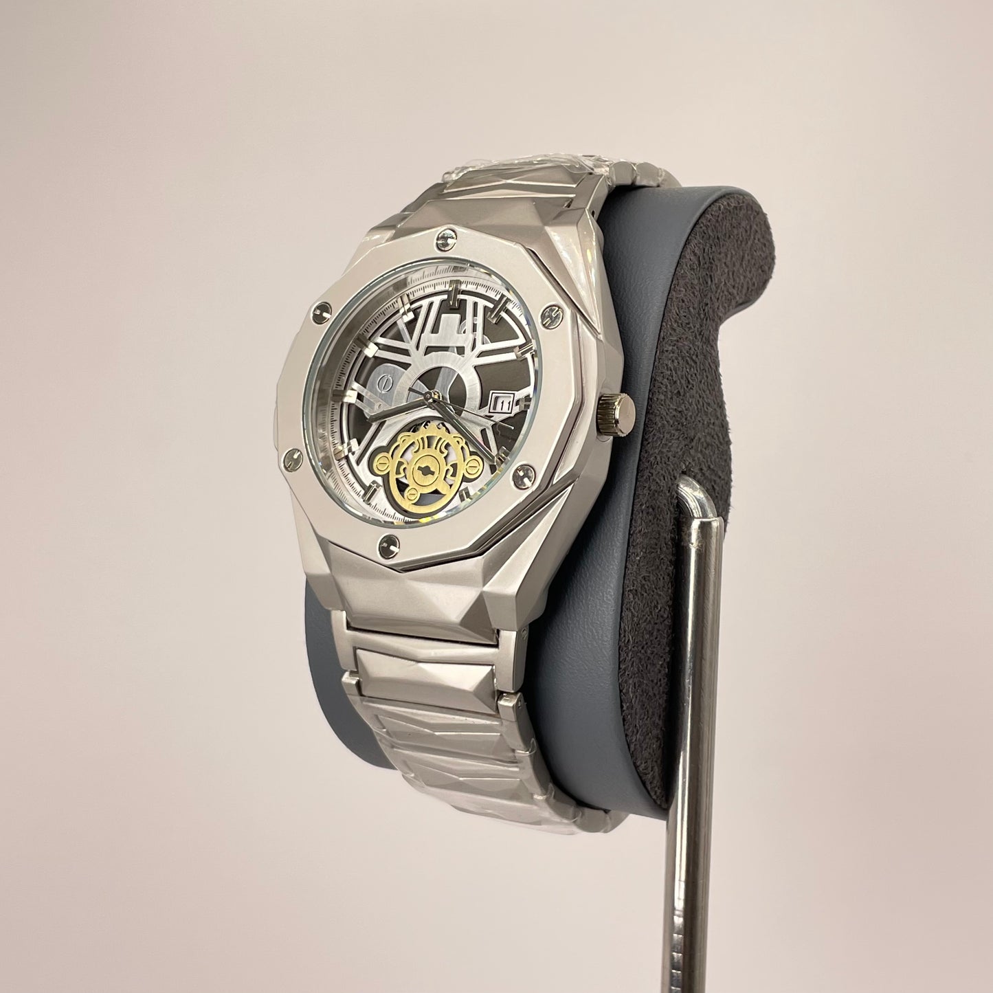 Hublot Premium Chronograph - Silver Diamond Cut Chain - Gunmetal Grey Edition