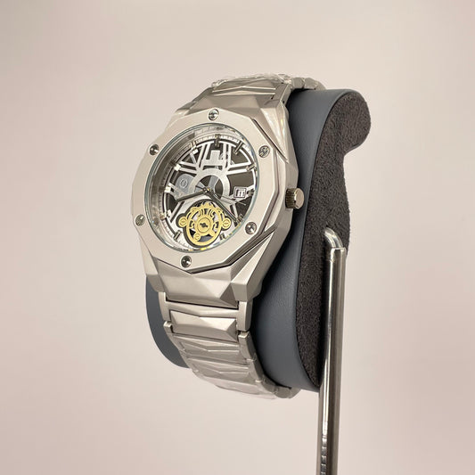 Hublot Premium Chronograph - Silver Diamond Cut Chain - Gunmetal Grey Edition