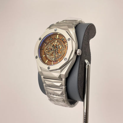 Hublot Premium Skeleton - Silver Diamond Cut Chain - Vintage Bronze Edition