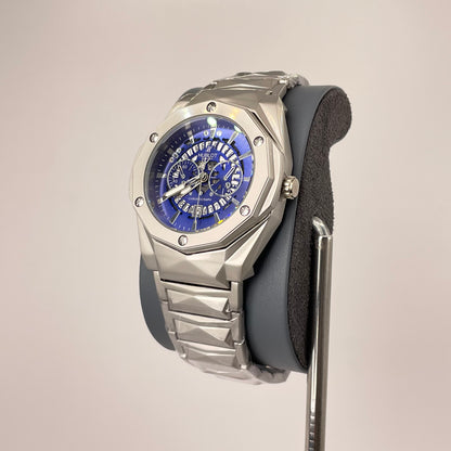Hublot Premium Skeleton - Silver Diamond Cut Chain -  Ocean Blue Edition