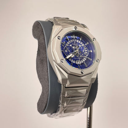 Hublot Premium Skeleton - Silver Diamond Cut Chain -  Ocean Blue Edition