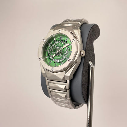 Hublot Premium Skeleton - Silver Diamond Cut Chain -  Pistachio Green Edition