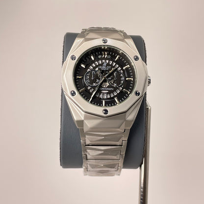 Hublot Premium Skeleton - Silver Diamond Cut Chain - Phantom Black Edition