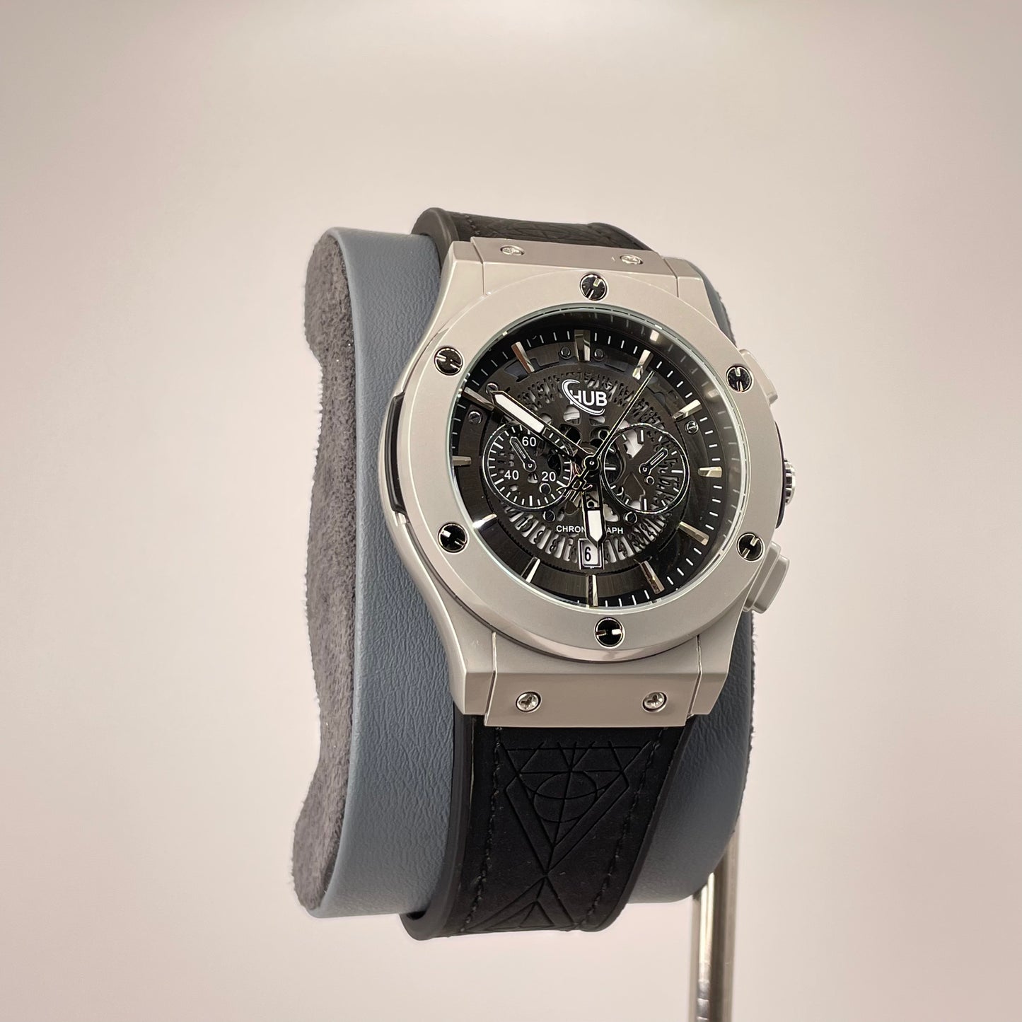 Hublot Fusion Analog - Textured Leather Strap - Titanium Shadow Edition