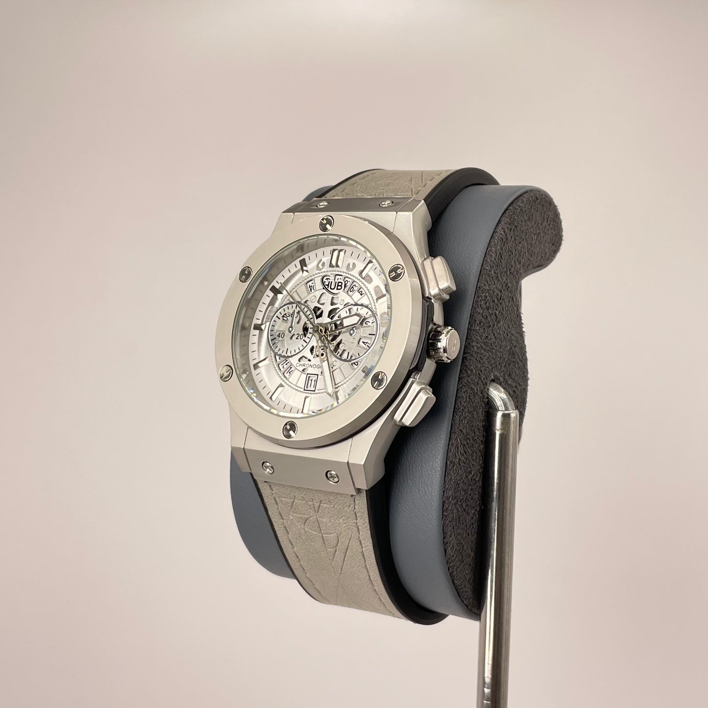 Hublot Fusion Analog - Textured Leather Strap - Forest Sliver Edition