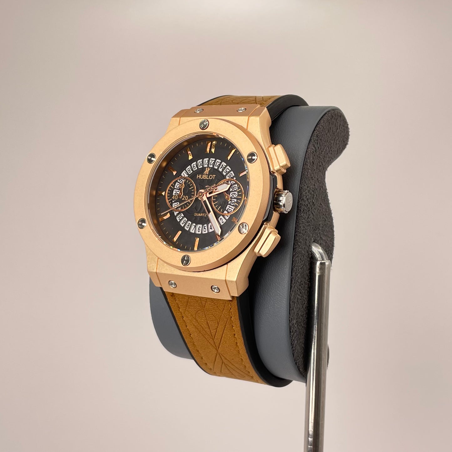 Hublot Fusion Analog - Textured Leather Strap - Amber Gold Edition
