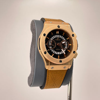 Hublot Fusion Analog - Textured Leather Strap - Amber Gold Edition