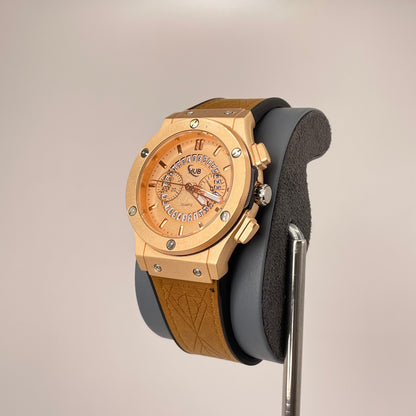 Hublot Fusion Analog - Textured Leather Strap - Rose Gold Sunset Edition