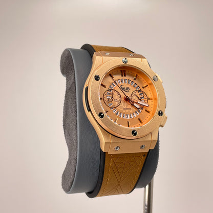 Hublot Fusion Analog - Textured Leather Strap - Rose Gold Sunset Edition