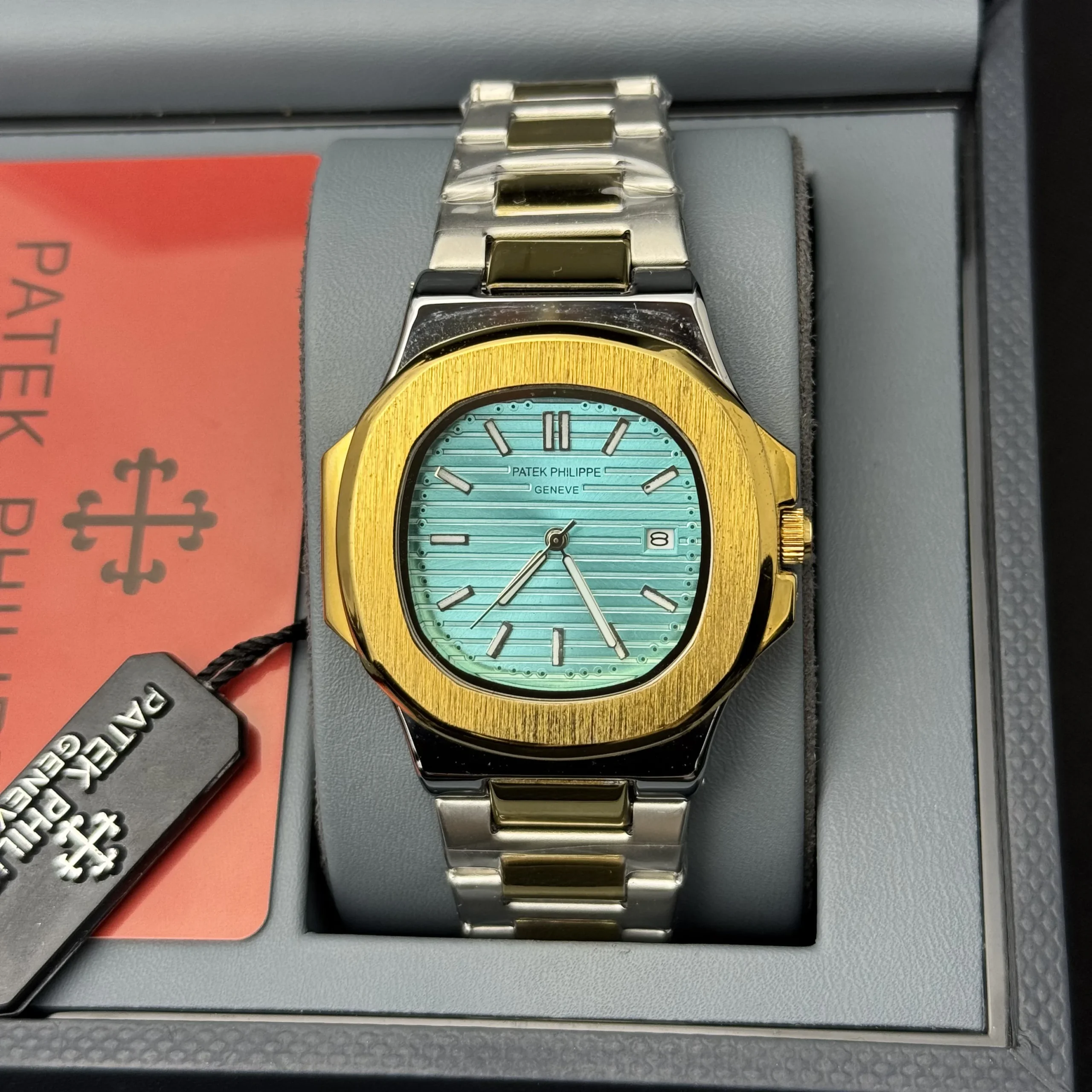 Patek P – Brushed Gold Bazel – Tiffany Blue