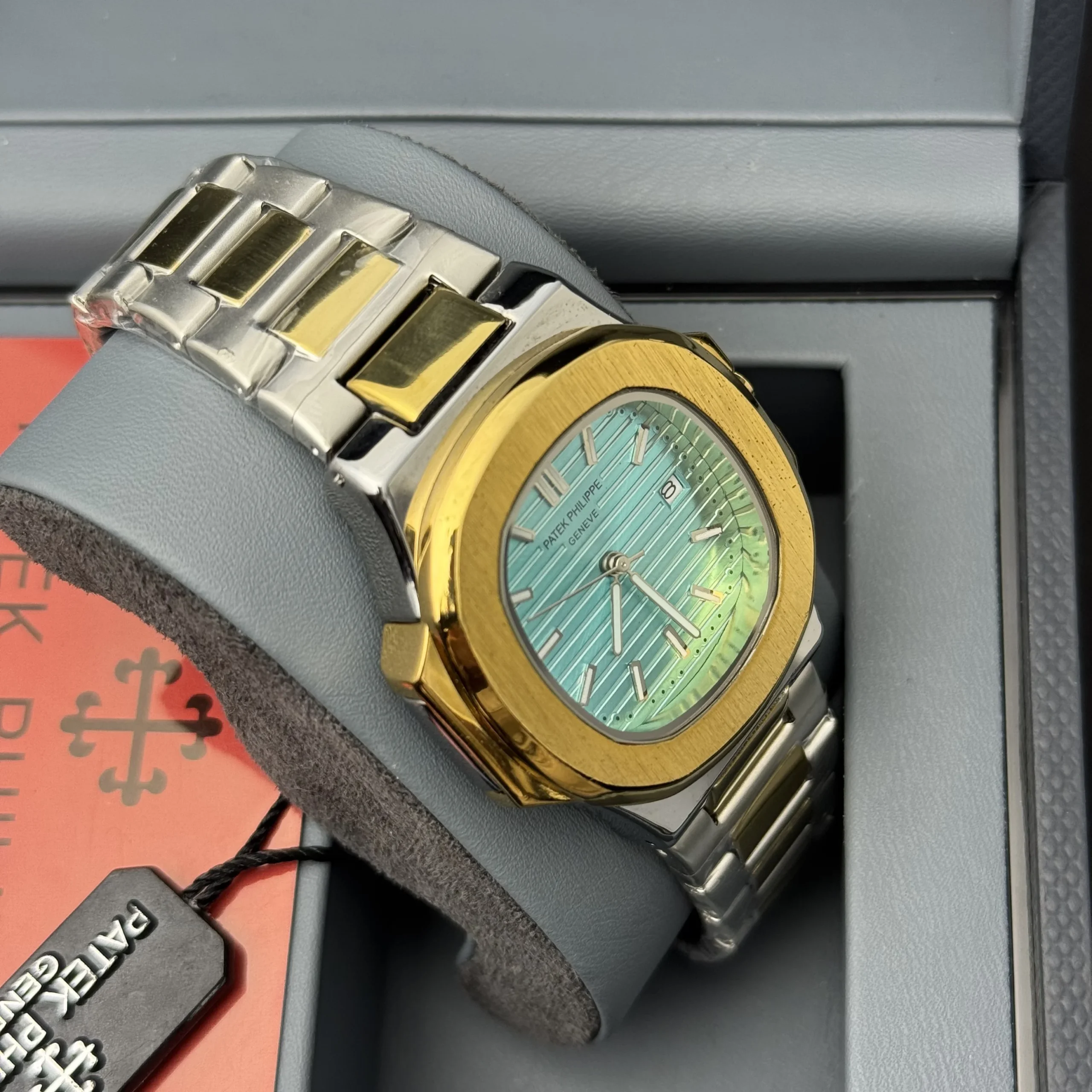 Patek P - Brushed Gold Bazel - Tiffany Blue