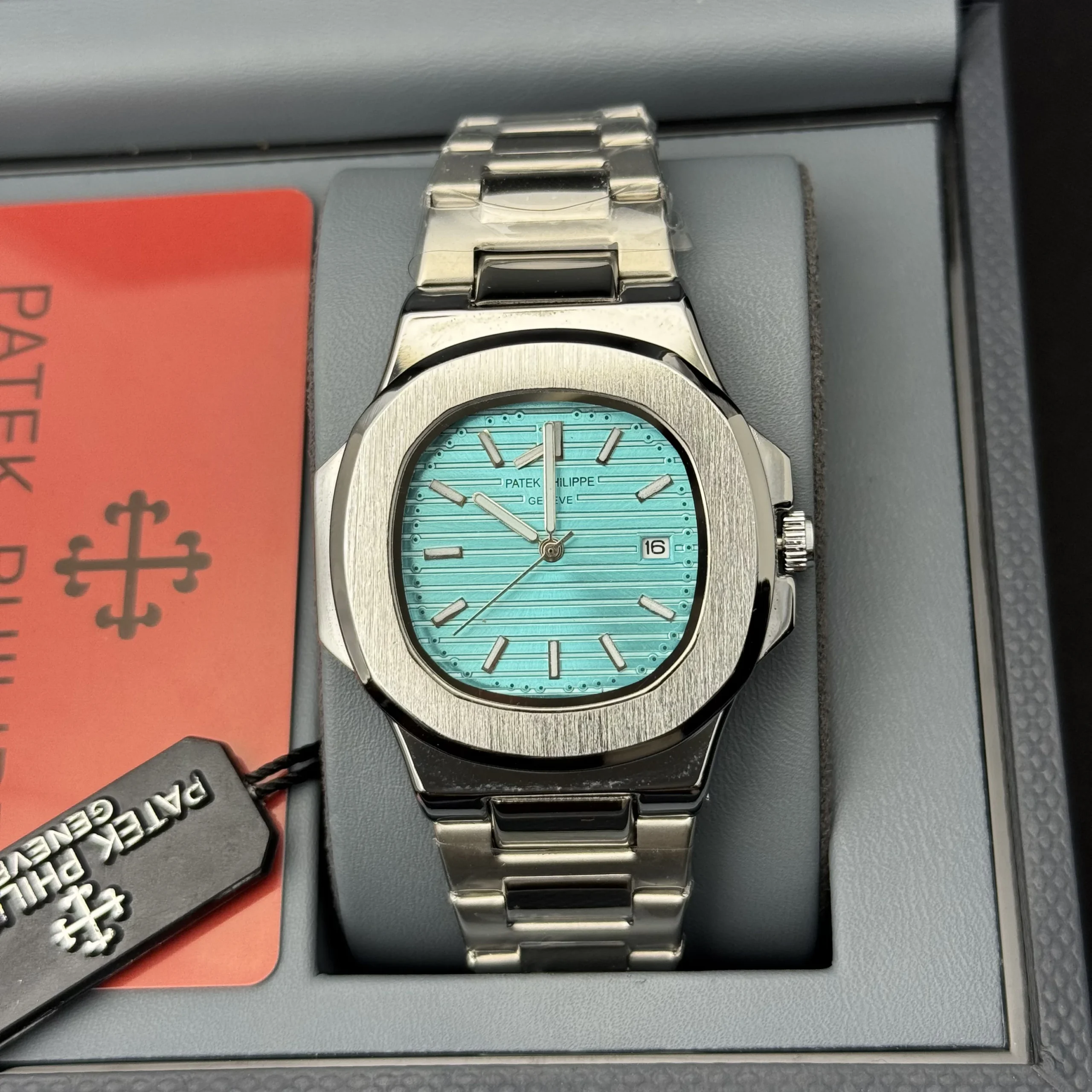 Patek P – Brushed Silver Bazel – Tiffany Blue