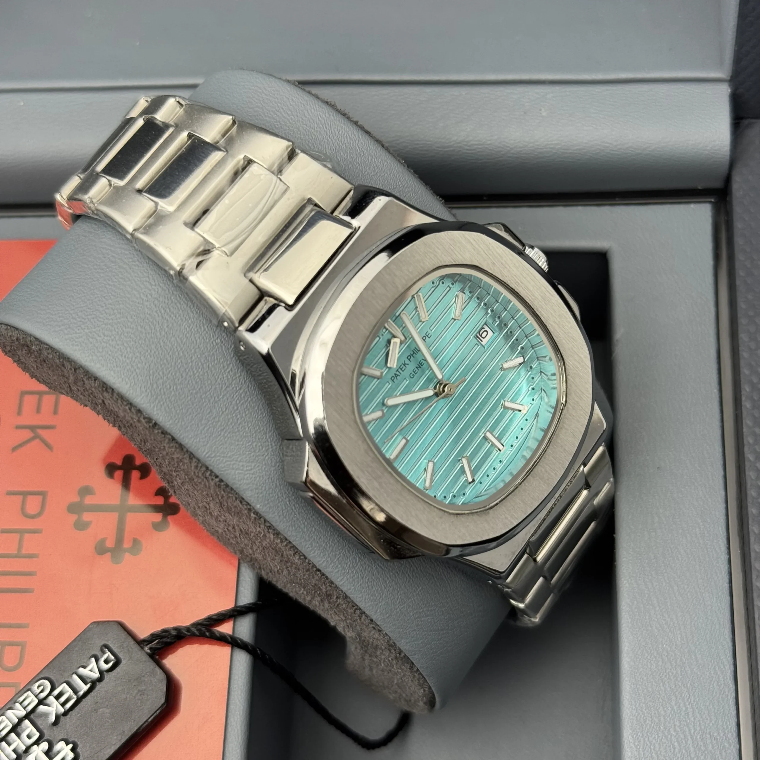 Patek P - Brushed Silver Bazel - Tiffany Blue